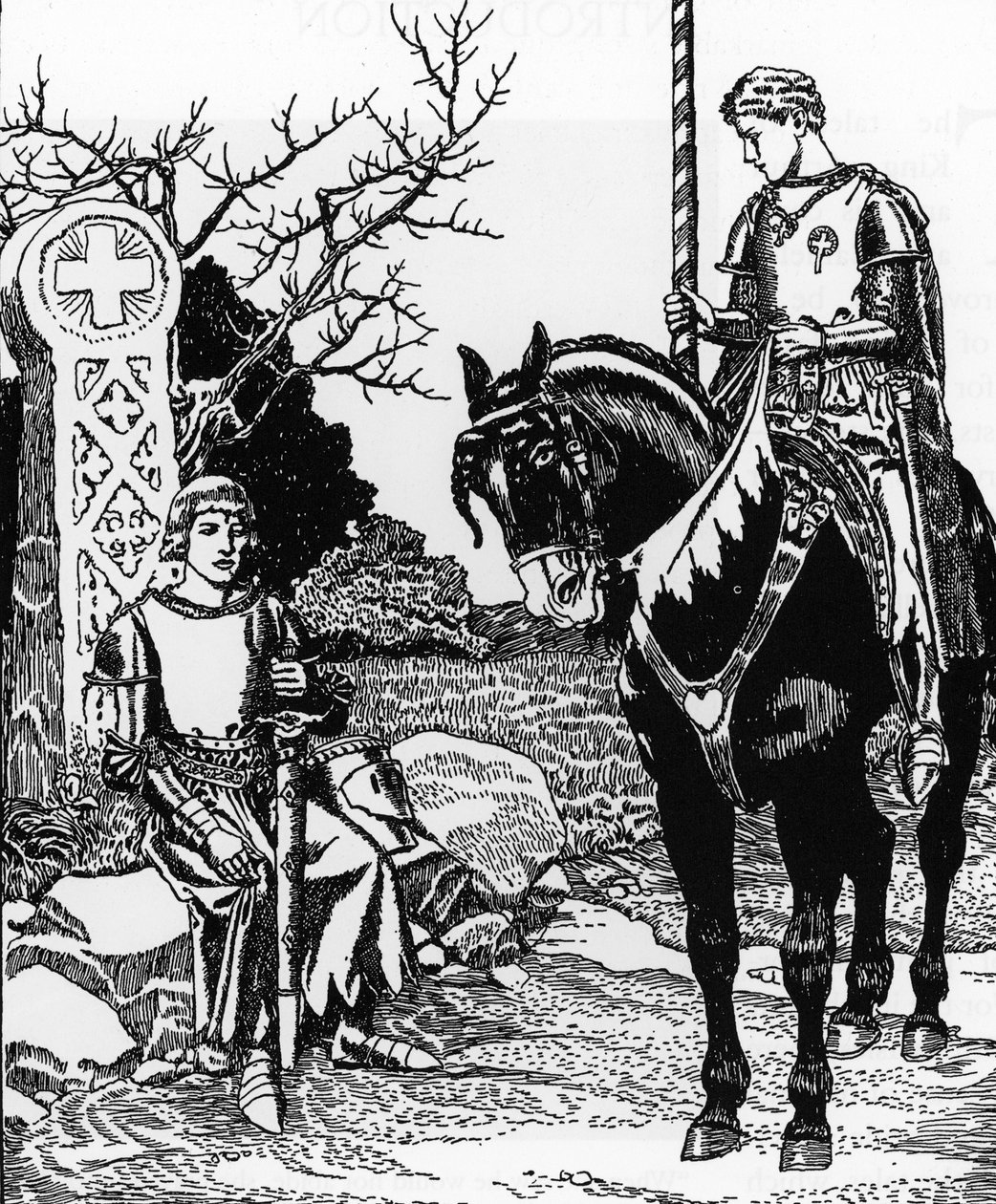 Artussage: Galahad trifft Melyas de Lyle (Illustration von Howard Pyle aus „Die Geschichte des Grals und das Ende von Artus“ 1910) von Howard Pyle