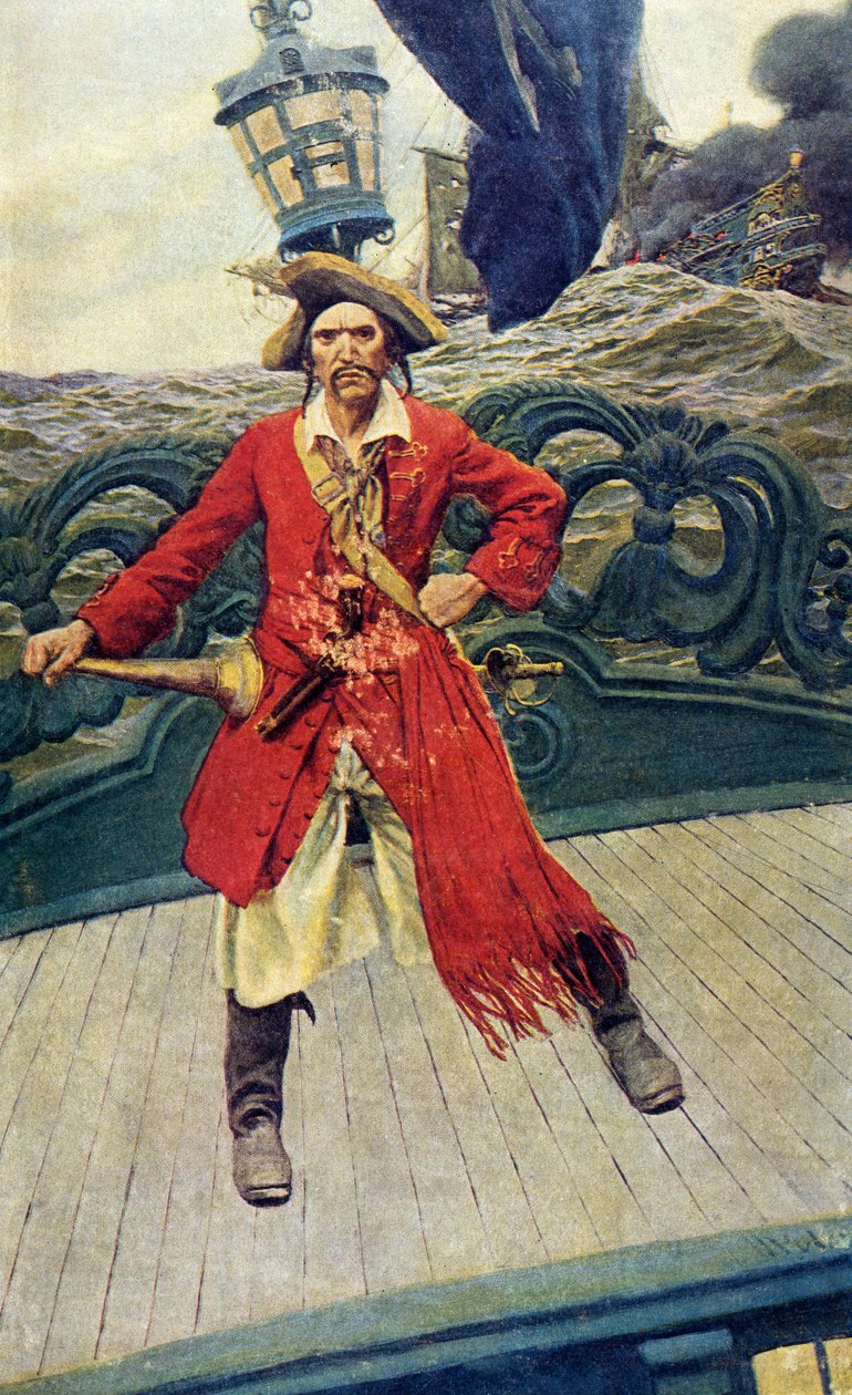 Piratkapitän an Deck, frühes 20. Jahrhundert (Buchillustration) von Howard Pyle