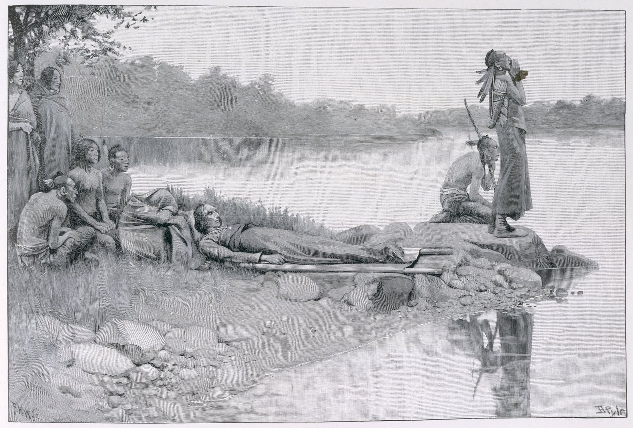 Der Tod des Indianerhäuptlings Alexander, Bruder von König Philip, Illustration aus 