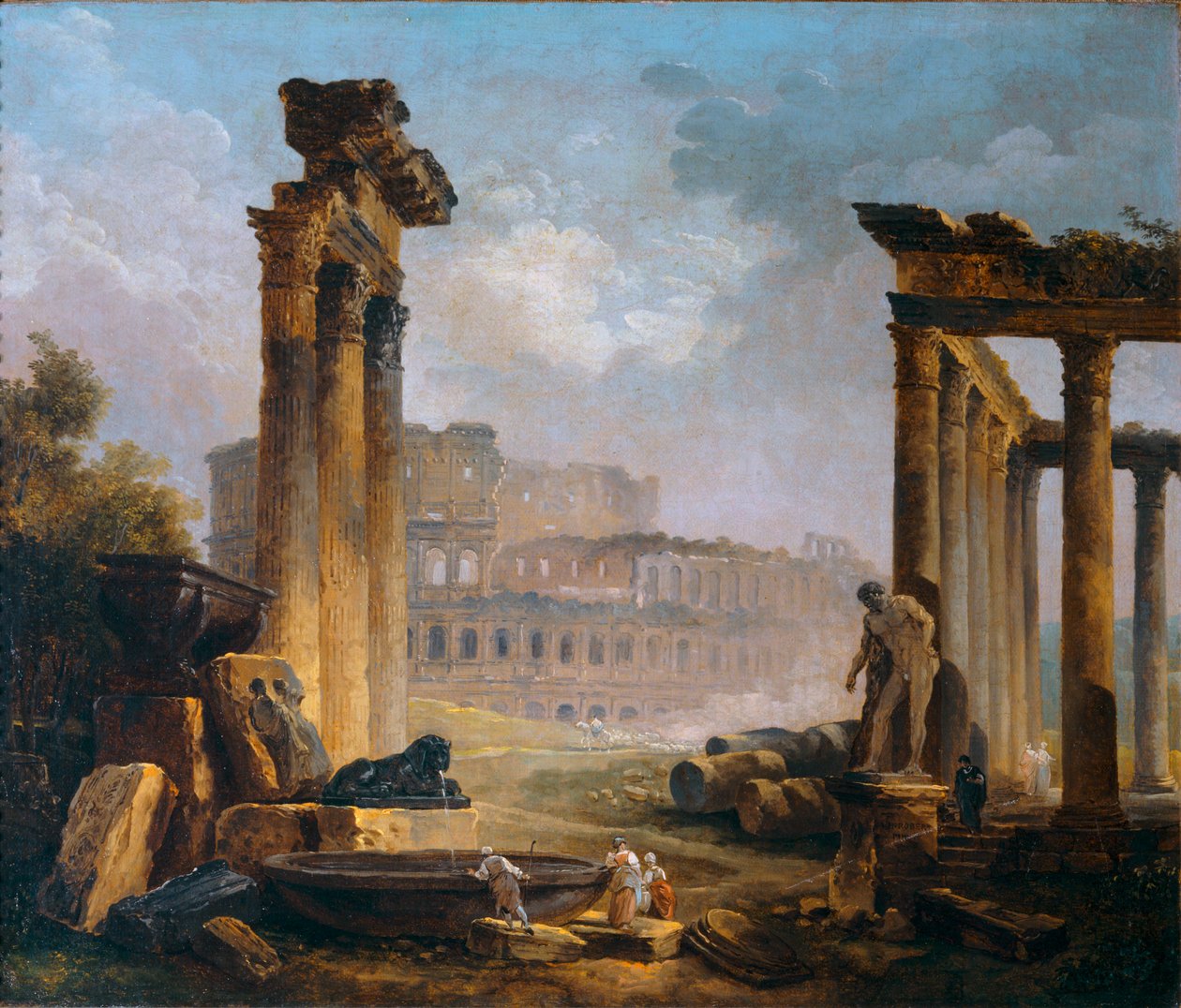 Römische Ruinen mit dem Kolosseum von Hubert (circle of) Robert