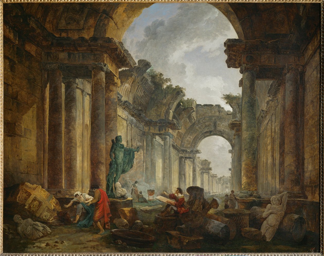 Imaginäre Ansicht der Ruinen der Grande Galerie des Louvre-Palastes von Hubert (circle of) Robert