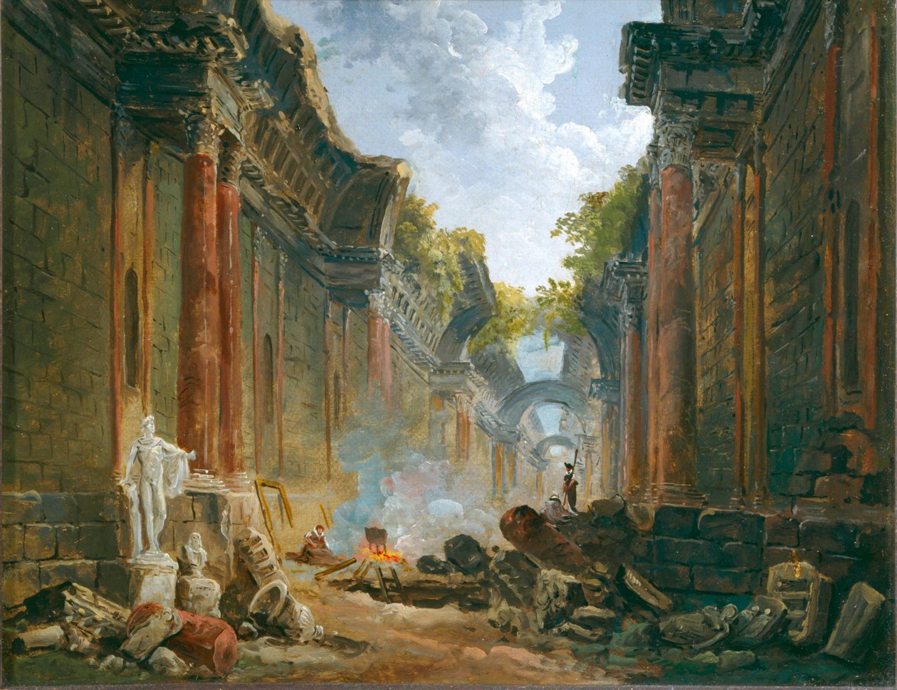 Imaginäre Ansicht der Großen Galerie in Ruinen von Hubert (circle of) Robert