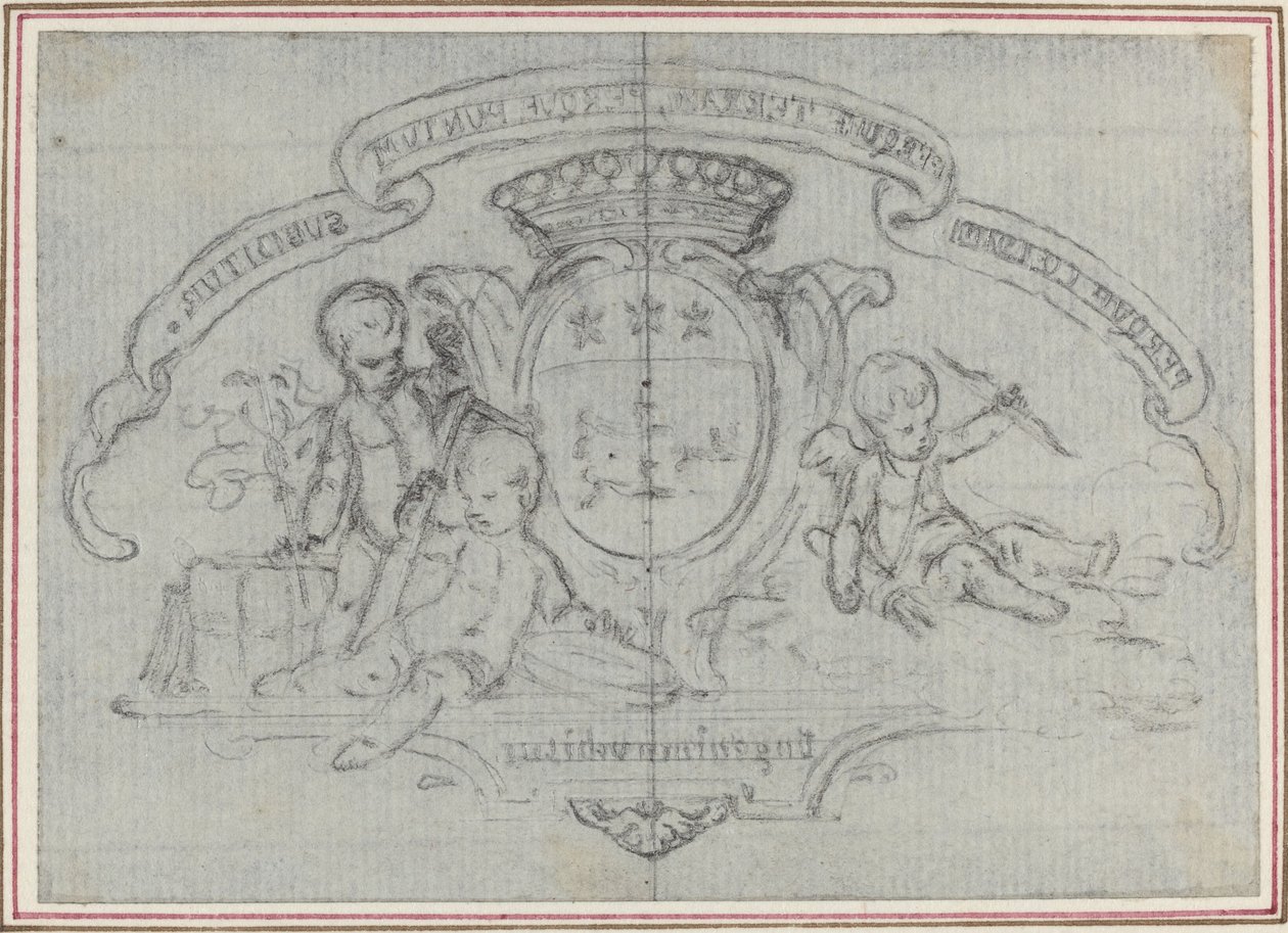 Wappen mit drei Putti von Hubert Francois Gravelot