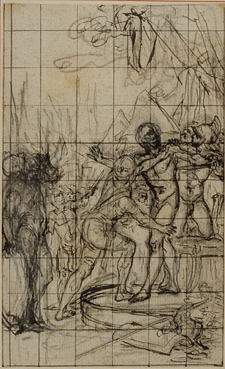 Vergrößerte Studie für eine Illustration in Tacitus "Tibère, ou Les Six Premiers Livres des Annales", Buch 1, Bd. 1 von Hubert Francois Gravelot