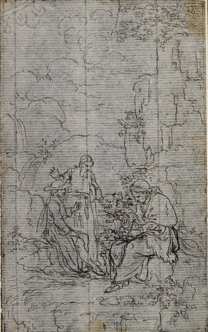 Studie für Vignette in Abbé Dinouarts "Vie du Venerable don Juan de Palafox", S. 391 von Hubert Francois Gravelot