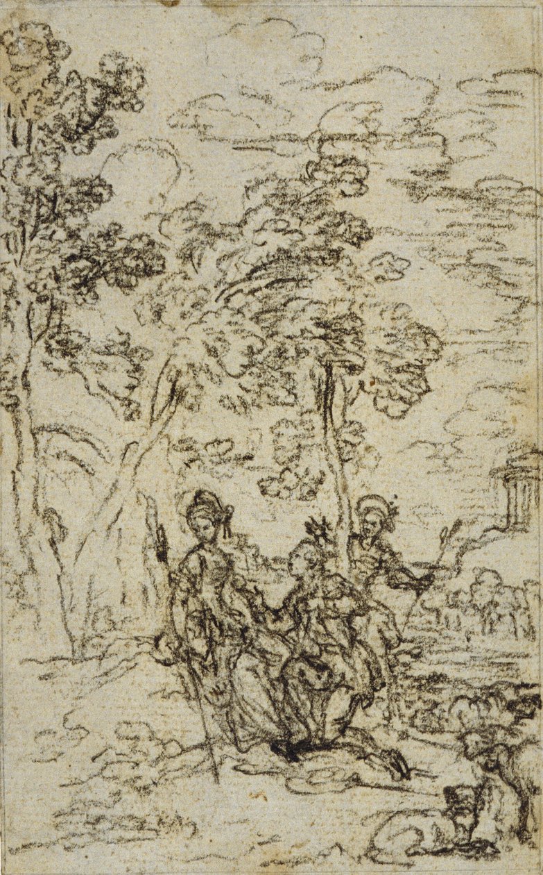 Studie für Vignette in Fontenelles (zugeschrieben) "Les Amours de Mirtil", Canto III von Hubert Francois Gravelot