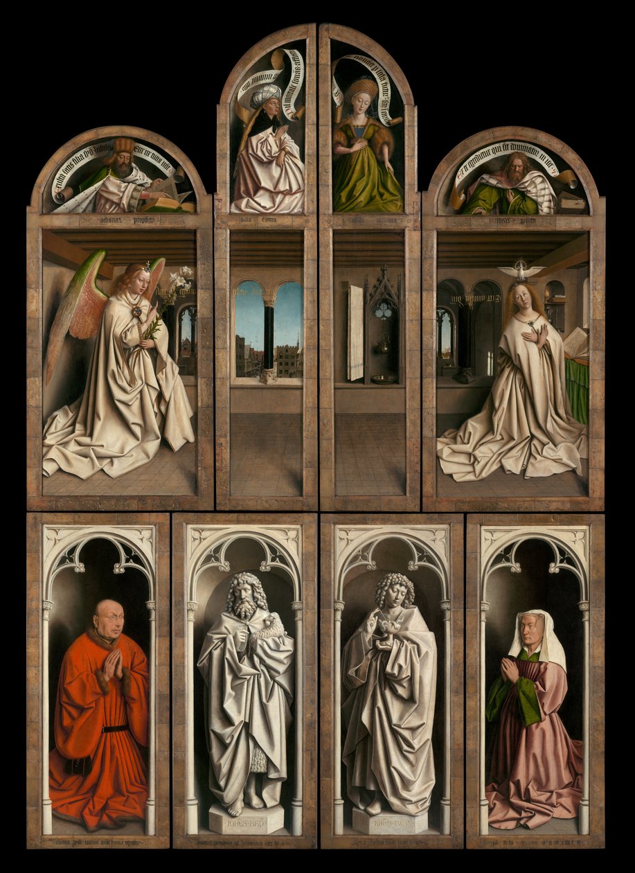 Außenansicht der linken und rechten Tafeln des Genter Altars von Hubert & Jan van (1390 1441) Eyck