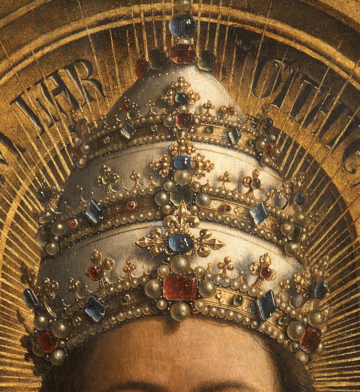 Detail von Gottvater, zentrales Panel des Genter Altars von Hubert & Jan van (1390 1441) Eyck