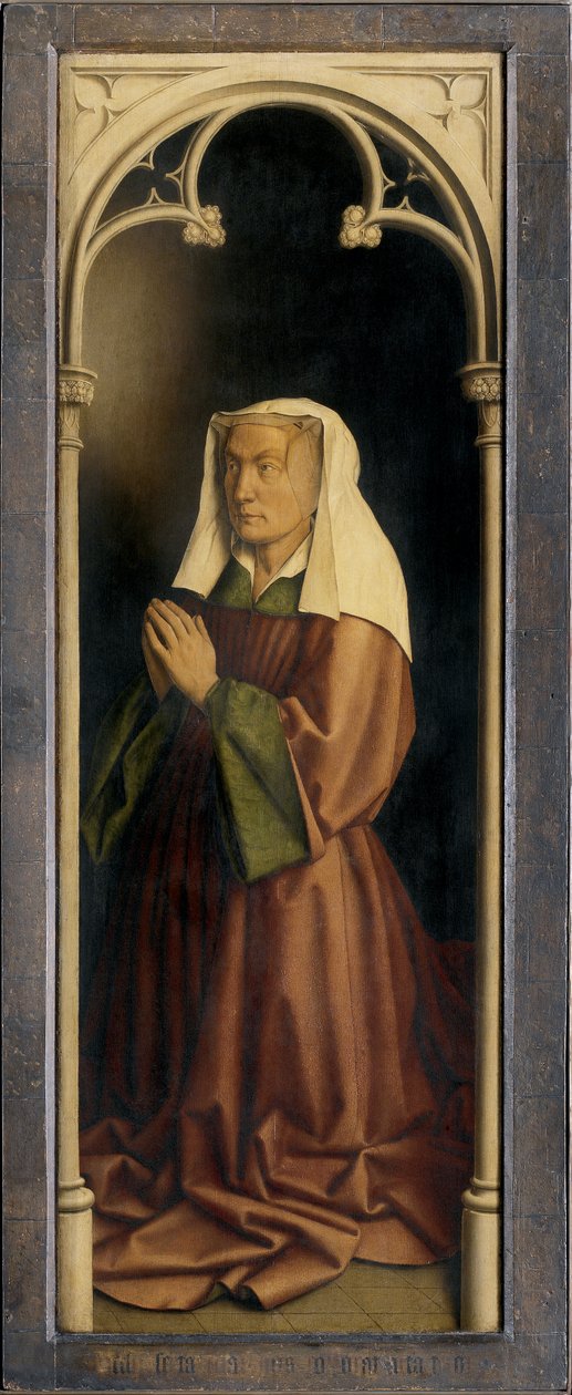 Lysbette Borluut, Detail vom geschlossenen Genter Altar von Hubert & Jan van (1390 1441) Eyck