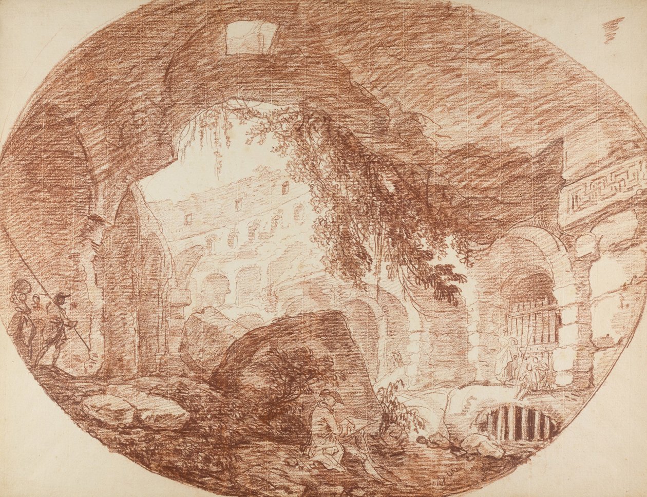 Ein Künstler sitzt in den Ruinen des Kolosseums, ca. 1759 von Hubert Robert