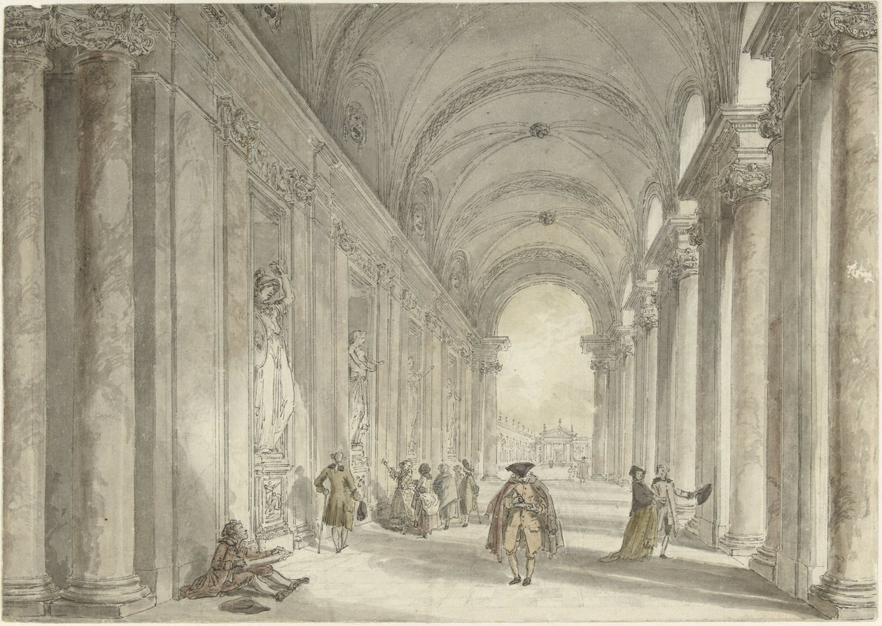 Kolonnade des Casinos der Villa Albani in Rom von Hubert Robert