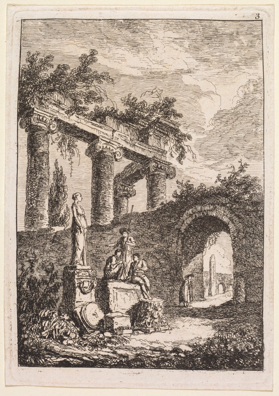 Abende in Rom: Die Statue vor Ruinen von Hubert Robert