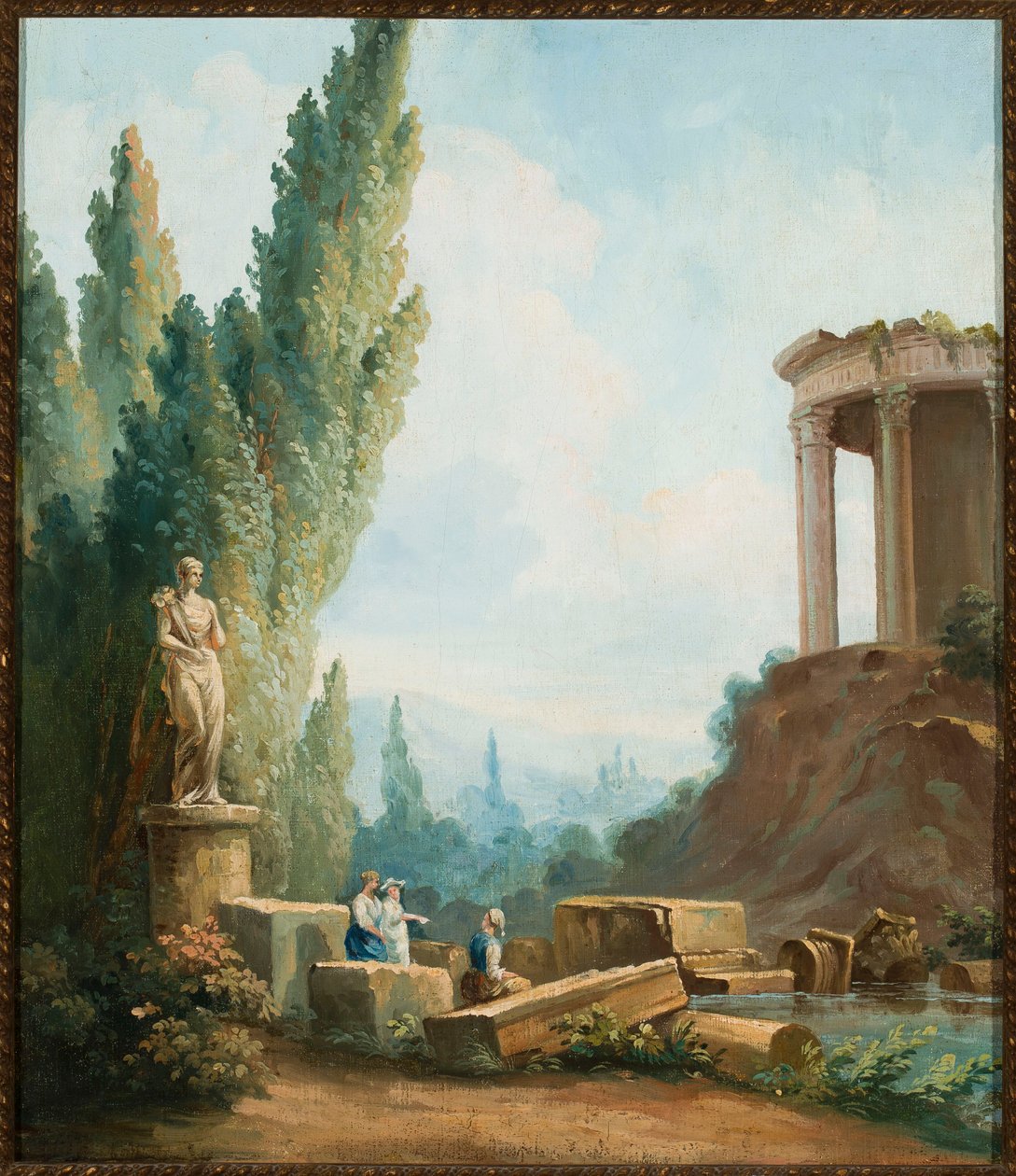 Landschaft mit Ruinen des Tempels der Sibylle in Tivoli von Hubert Robert