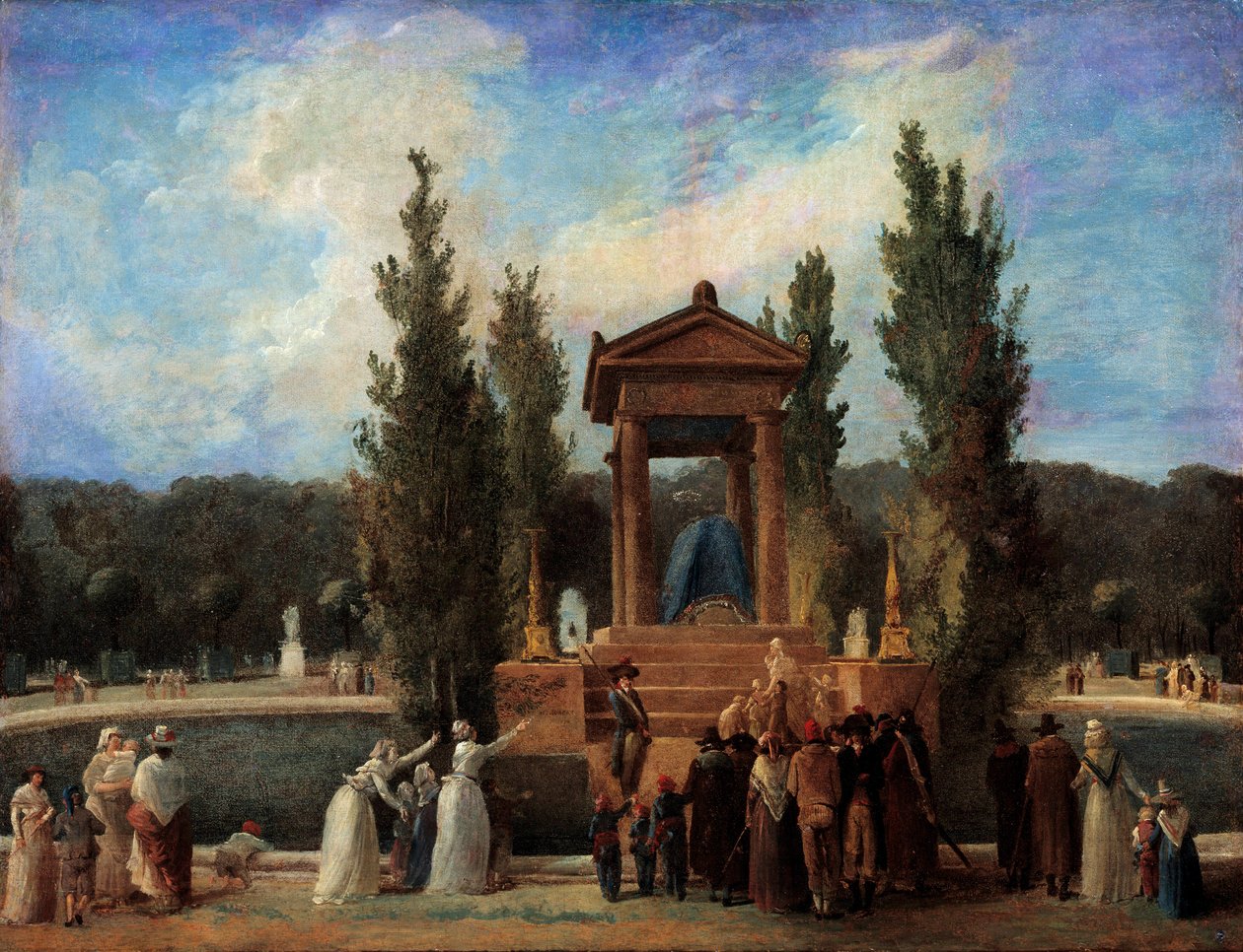 Denkmal zu Ehren von Jean Jacques Rousseau im Tuileriengarten am 10. Oktober von Hubert Robert