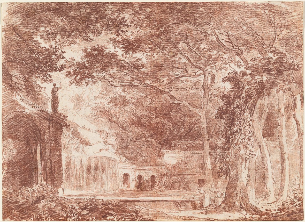 Der ovale Brunnen in den Gärten der Villa d