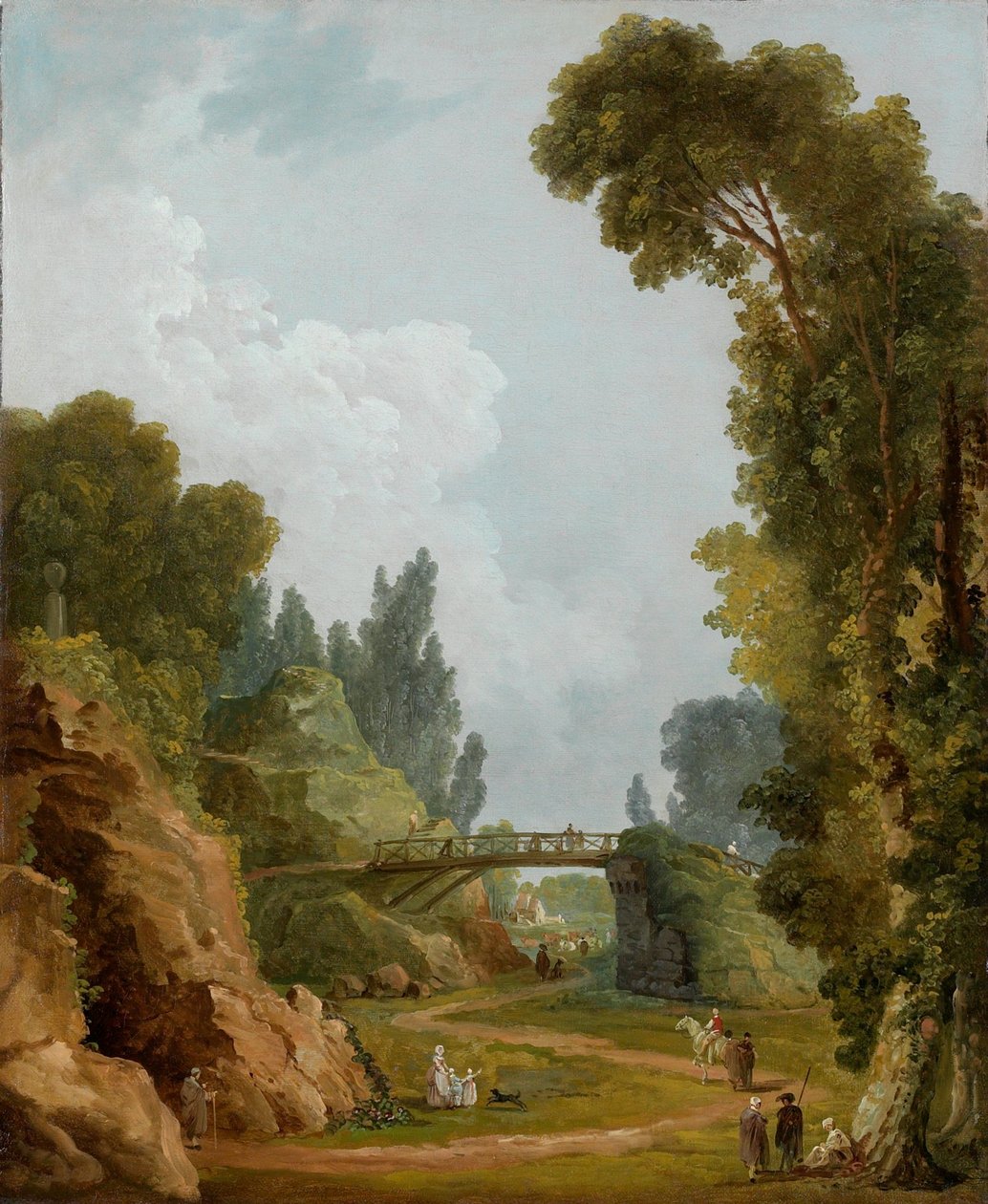 Die rustikale Brücke, Château de Méréville, Frankreich von Hubert Robert
