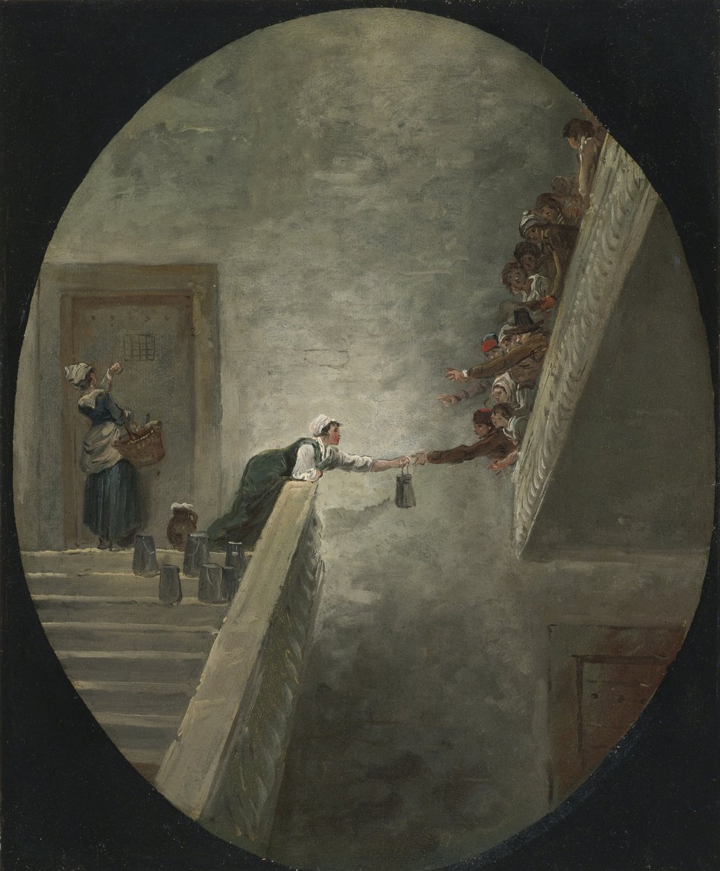 Die Verteilung von Milch im Gefängnis Saint-Lazare, ca. 1794 von Hubert Robert