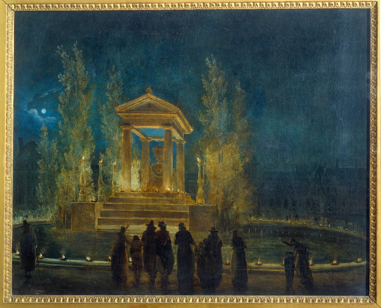 Das provisorische Mausoleum von Jean Jacques Rousseau auf dem Tuilerienbecken vor der Überführung seiner Asche ins Pantheon von Hubert Robert