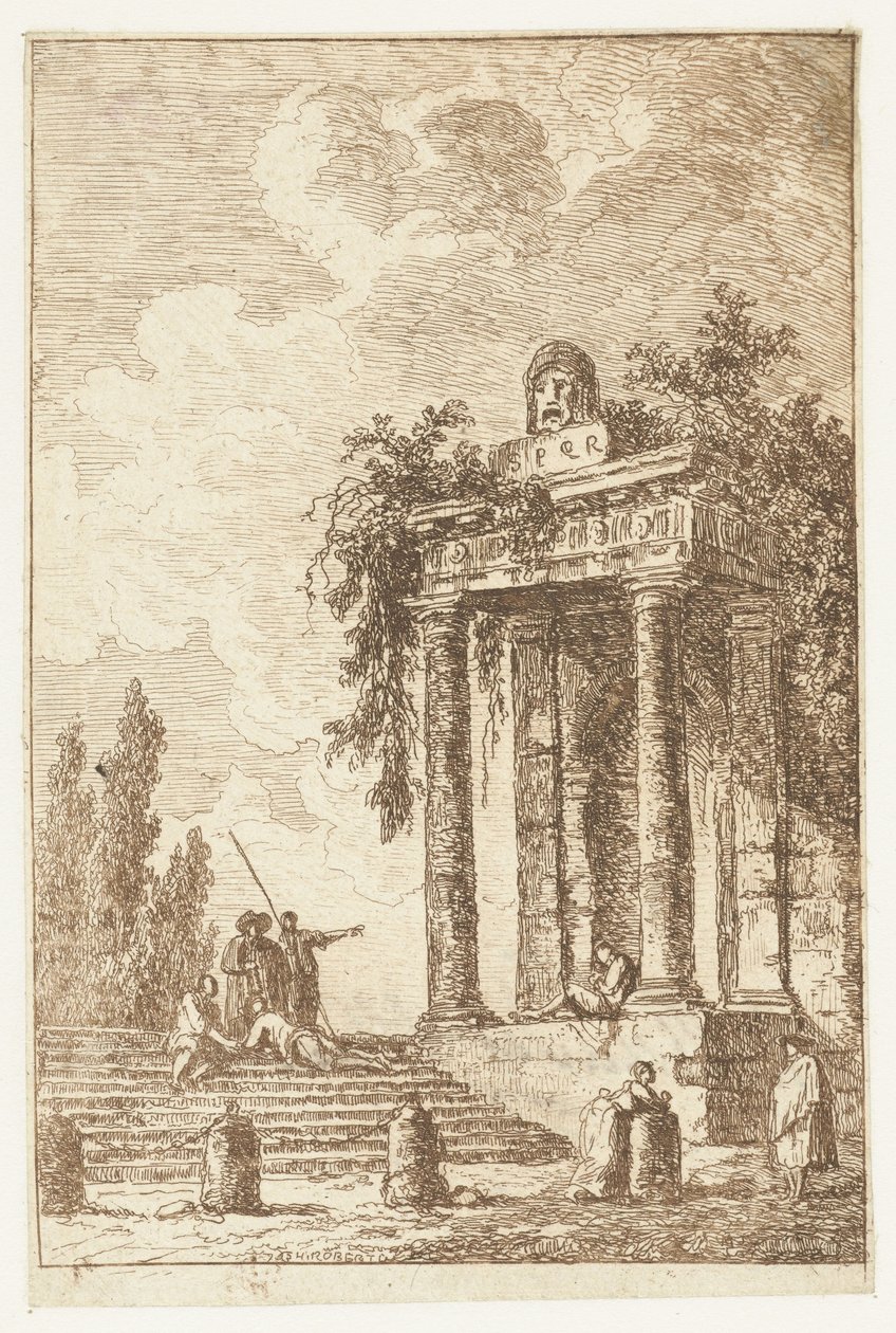 Treppe mit den vier Grenzpfosten von Hubert Robert