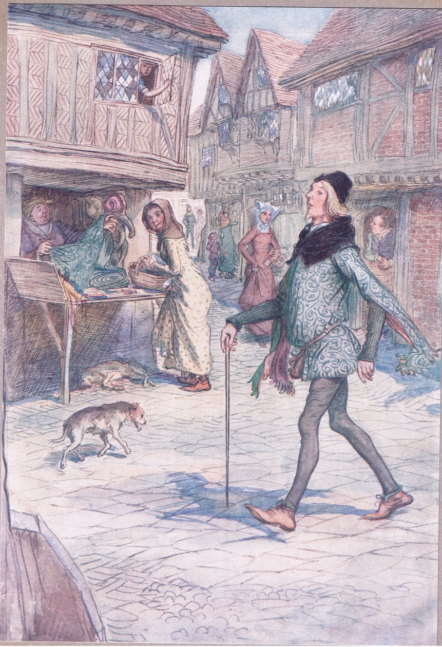 Hält er nicht den Kopf hoch, als ob? Und stolz in seinem Gang?, Illustration aus Die lustigen Weiber von Windsor, 1910 von Hugh Thomson
