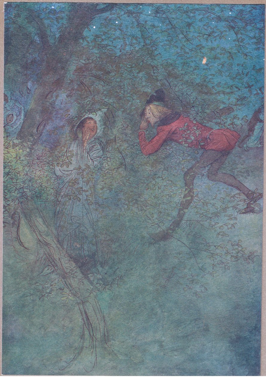 Ich ging zu ihr und rief Mama und sie rief Budget, Illustration aus Die lustigen Weiber von Windsor, 1910 von Hugh Thomson