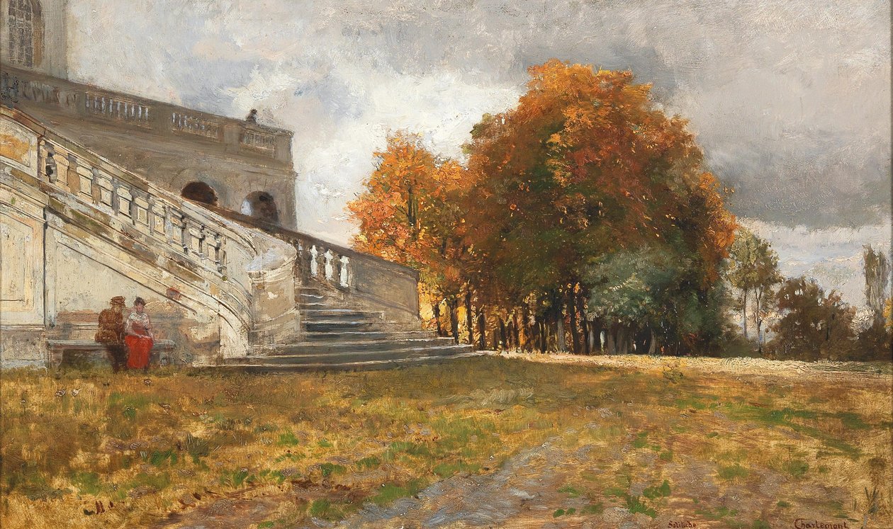 Rast am Fuß der Schlossstiege Lustschloss Solitude in Baden-Württemberg von Hugo Charlemont