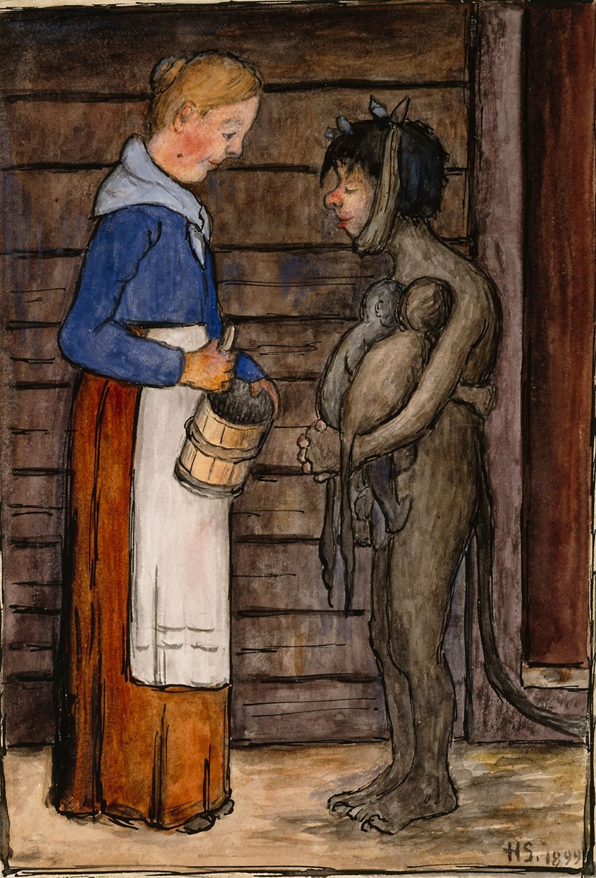 Die Bäuerin und der arme Teufel von Hugo Simberg