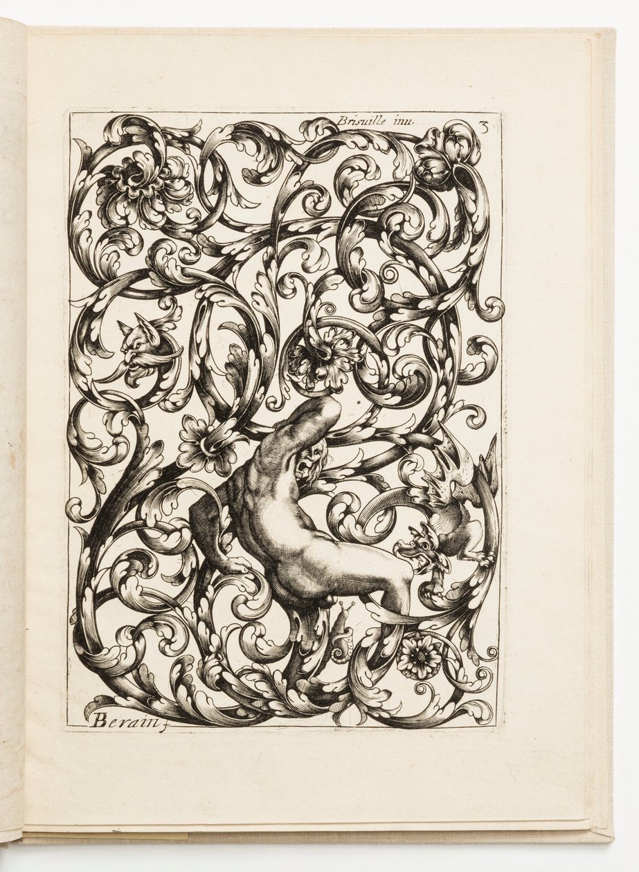Platte 3, aus Diverses pièces de serruriers (Verschiedene Entwürfe für Schlosser) von Hugues Brisville