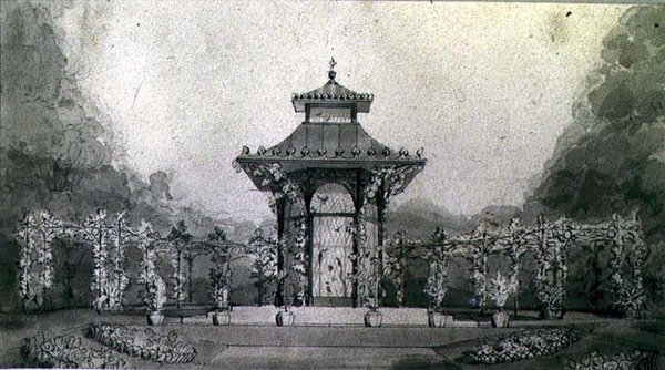 Entwurf für eine Voliere und Pergola im chinesischen Stil von Humphry Repton