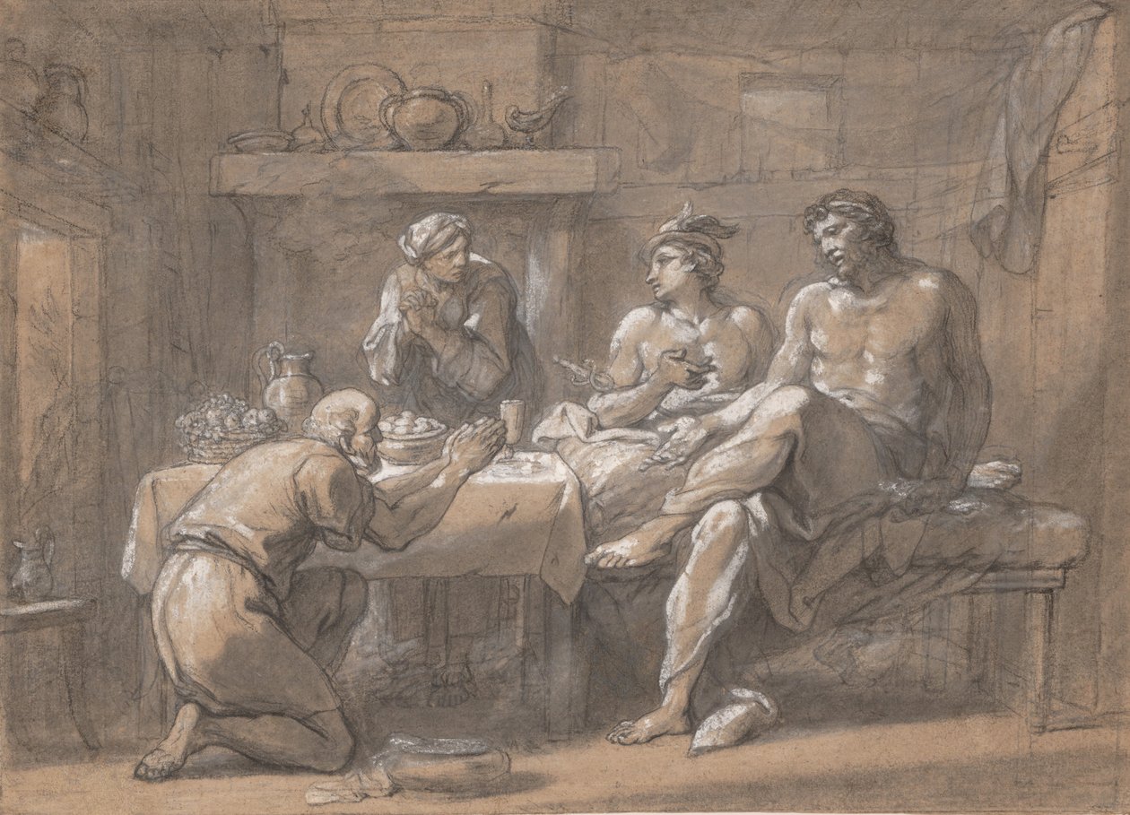 Jupiter und Merkur im Haus von Baucis und Philemon, 18. Jahrhundert von Hyacinthe Collin de Vermont