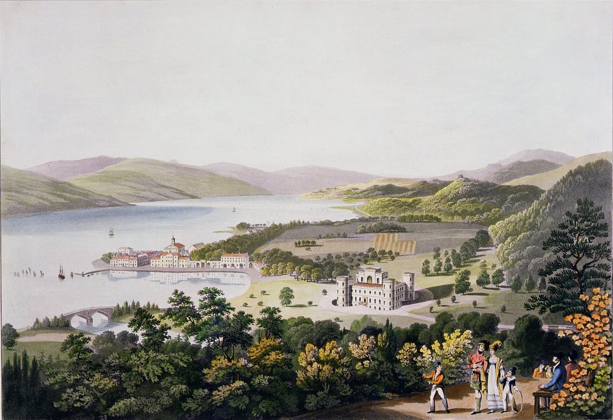 Die Stadt Inverary, veröffentlicht von Smith und Elder, 1824 von I Clark