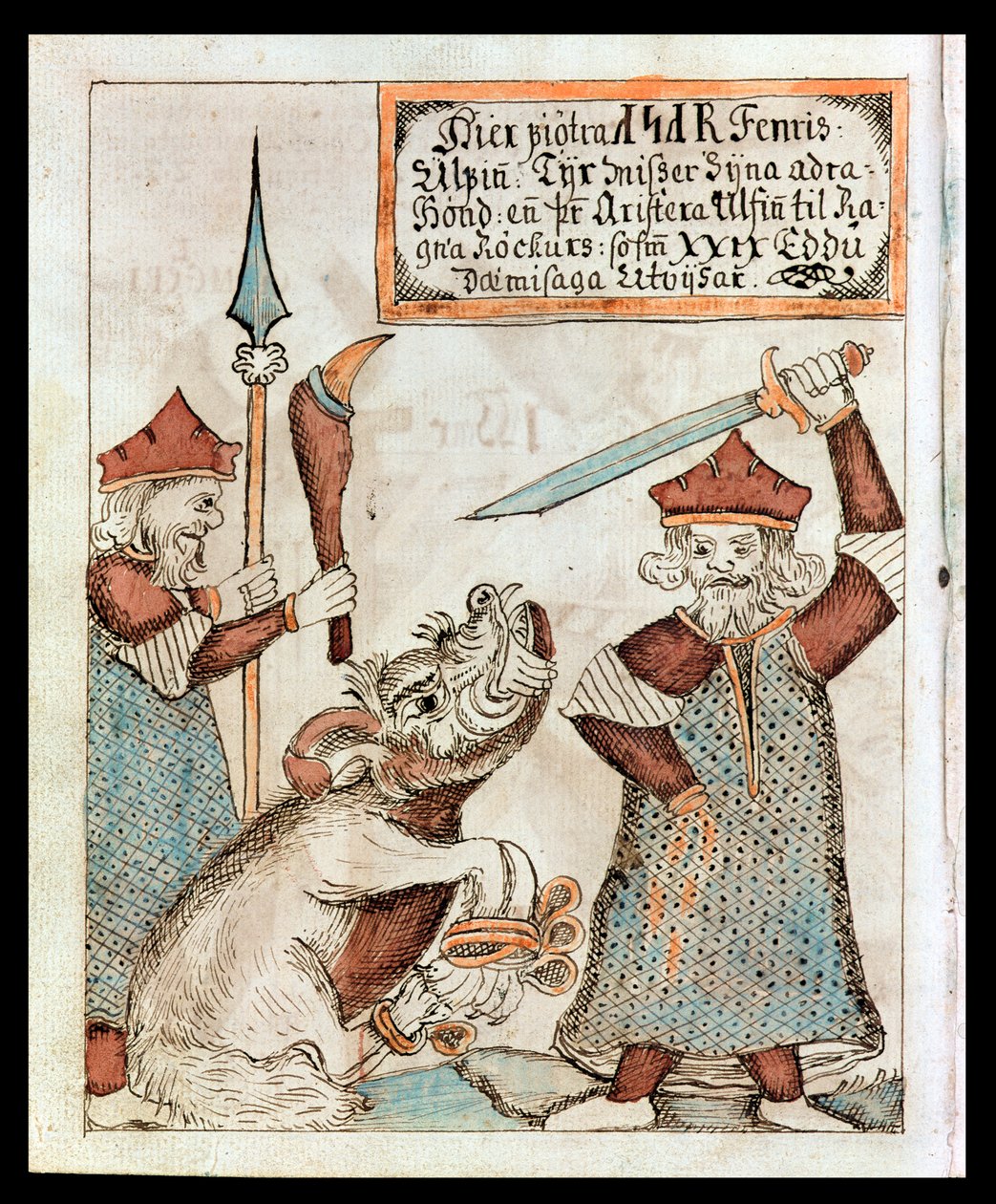 Der nordische Gott Tyr verliert seine Hand an den gefesselten Wolf Fenrir von Icelandic School