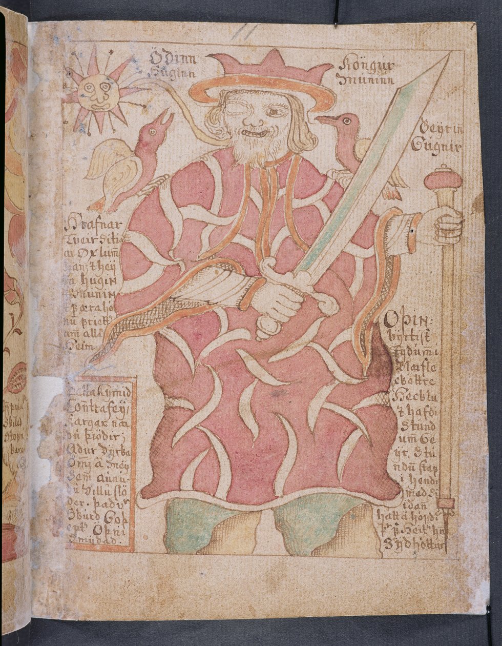 Odin, aus Melsteds Edda (Feder & Tinte und Aquarell auf Papier) von Icelandic School