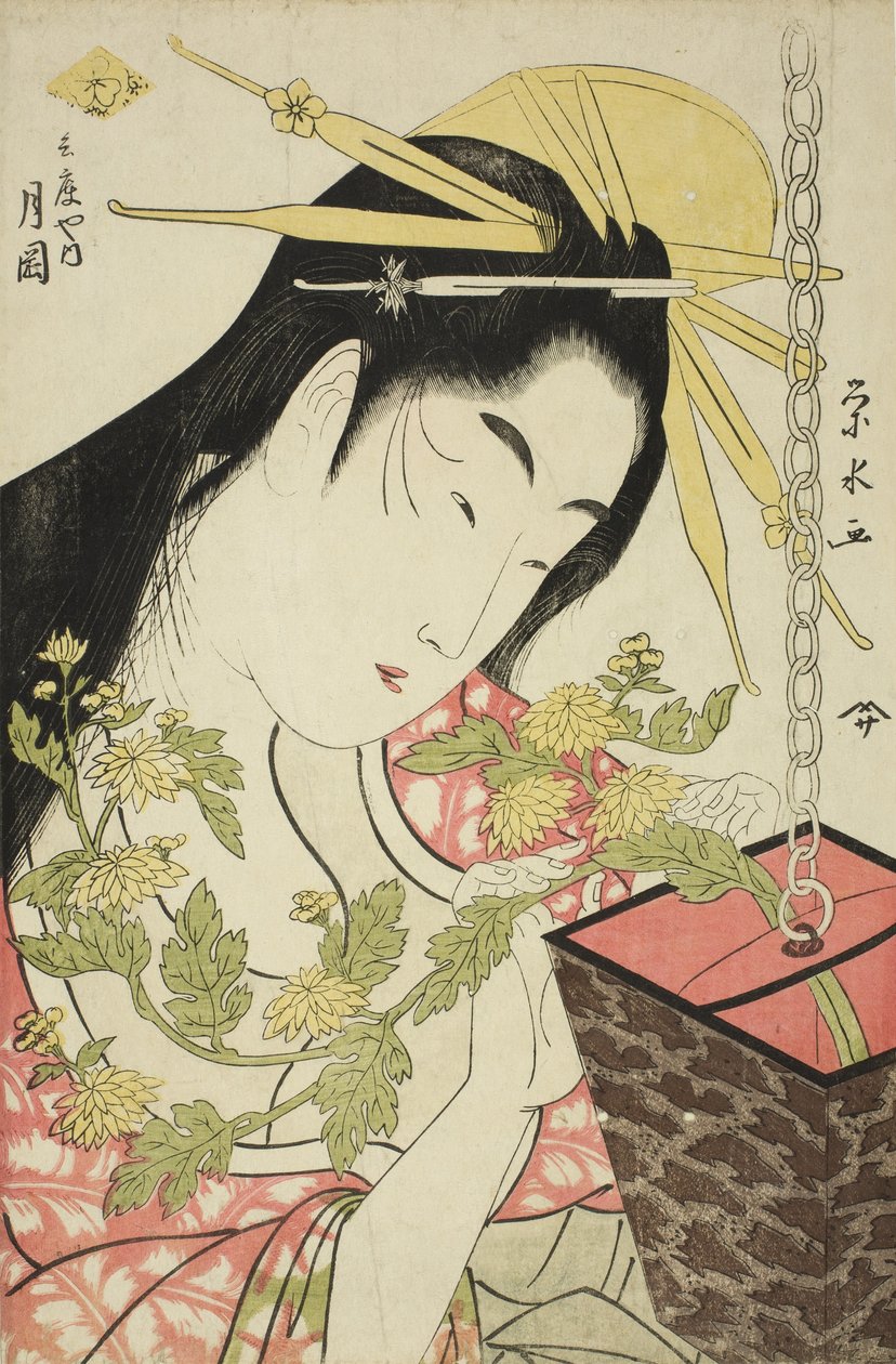 Die Kurtisane Tsukioka vom Hyogoya, ca. 1797 von Ichirakutei Eisui