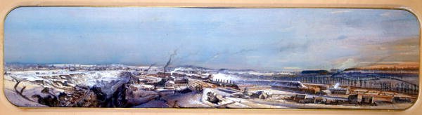 Industrielandschaft im Blanzy-Kohlefeld unter Schnee, Saone-et-Loire von Ignace Francois Bonhomme