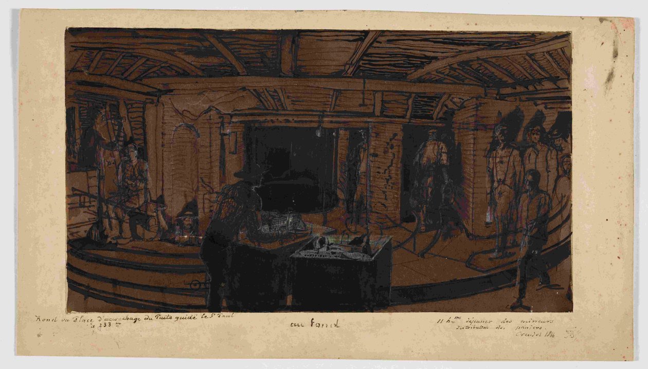 Im Hintergrund, das Frühstück der Bergleute, 1866 von Ignace Francois Bonhomme