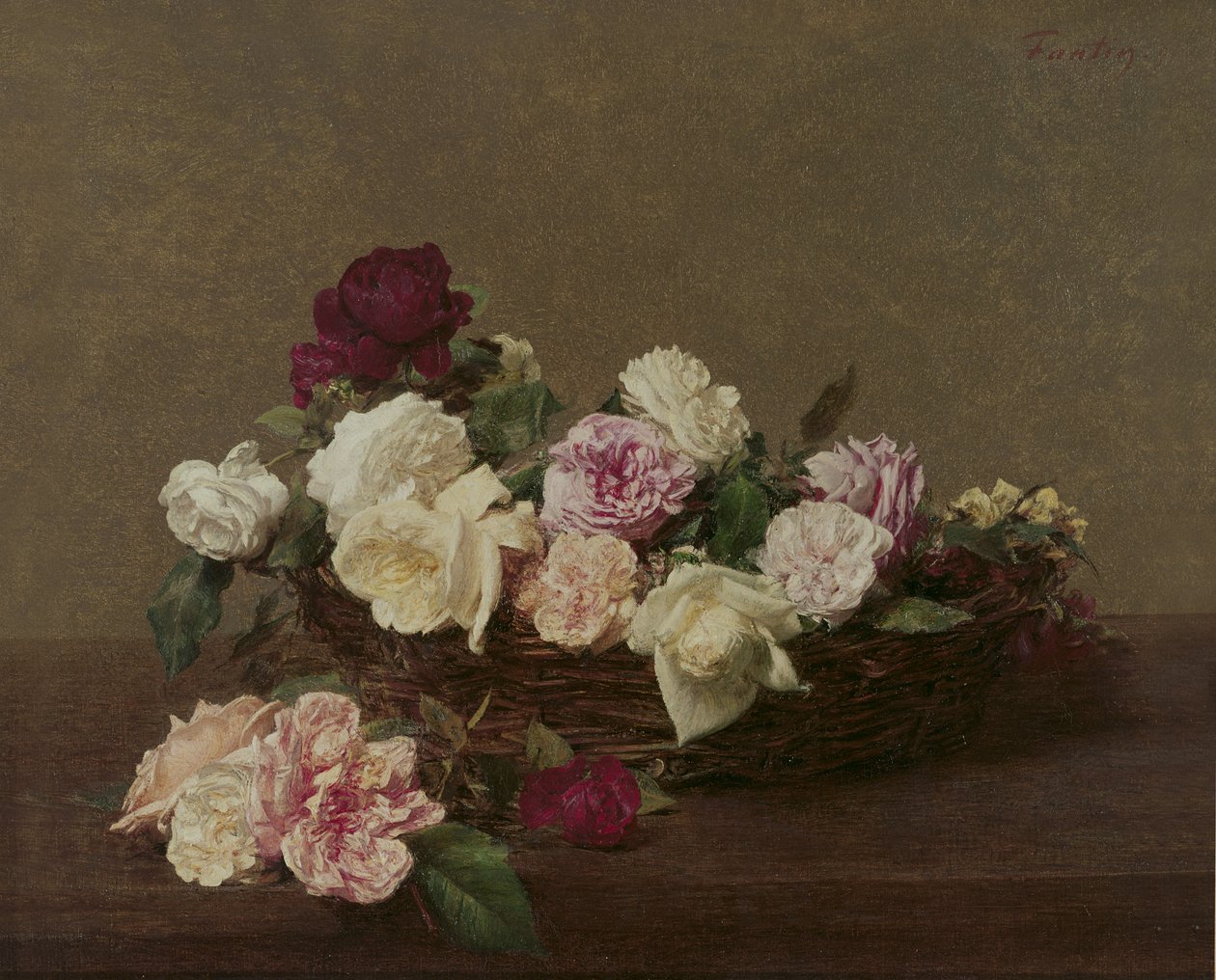 Ein Korb voller Rosen, 1890 von Ignace Henri Jean Fantin Latour