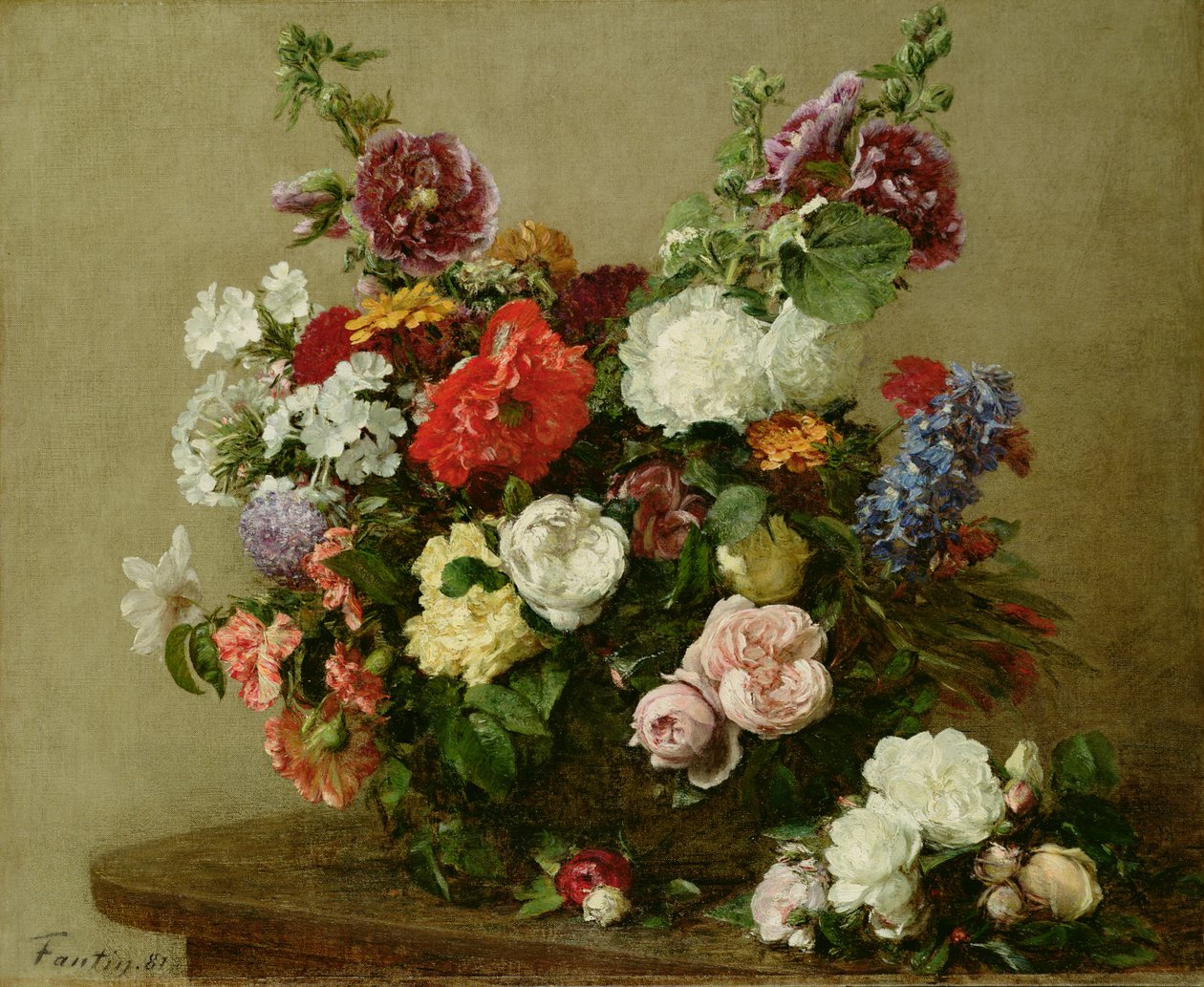 Französische Rosen und Pfingstrosen, 1881 von Ignace Henri Jean Fantin Latour