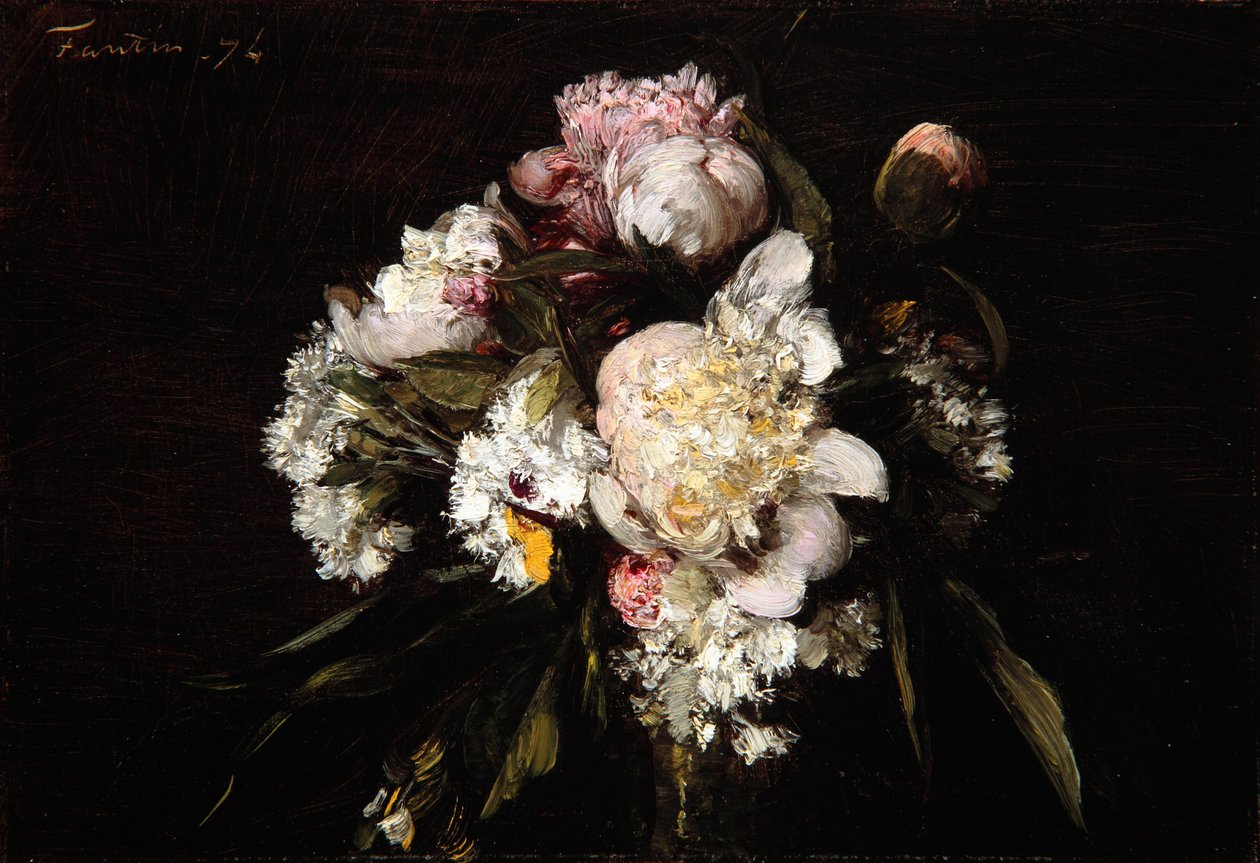 Pfingstrosen, weiße Nelken und Rosen, 1874 von Ignace Henri Jean Fantin Latour