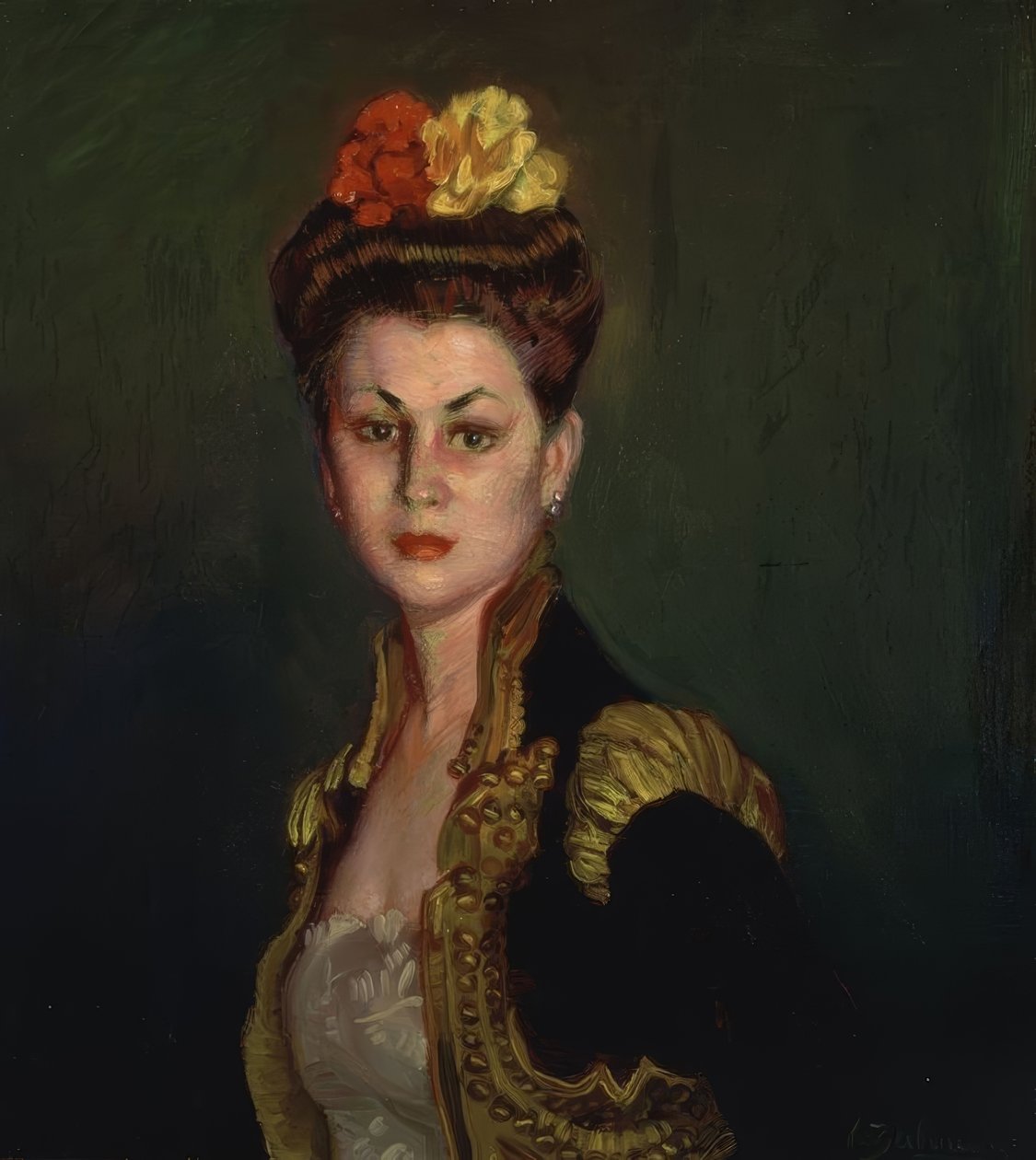 Porträt einer Dame mit Haarknoten und Torero-Jacke von Ignacio Zuloaga y Zabaleta