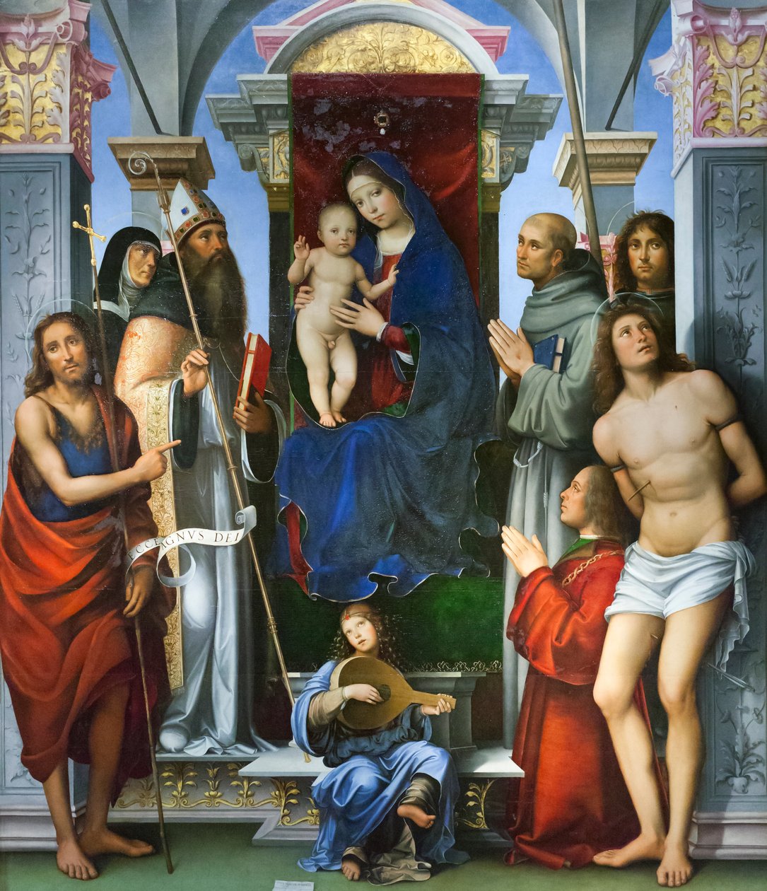 Madonna mit Kind auf einem Thron, mit Heiligen von Il (1450-1517) Francia