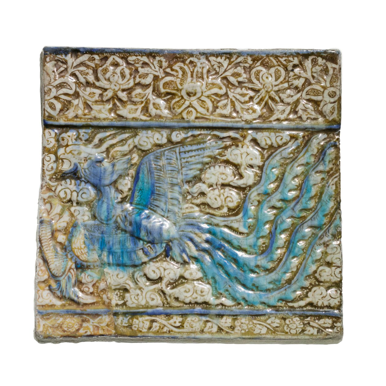 Fliese mit Phönix, aus Kashan, Iran, Ilkhanid-Periode, frühes 14. Jahrhundert von Ilkhanid Ilkhanid