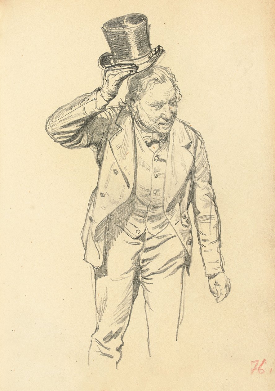 Mann, der seinen Hut kippt, ca. 1872-1875 von Ilya Efimovich Repin