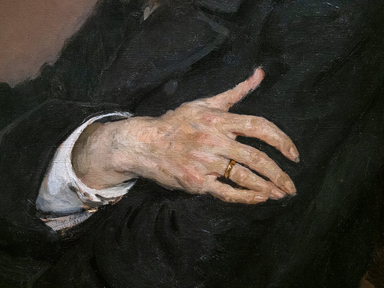Porträt von Pavel Mikhailovich Tretyakov (Detail) von Ilya Efimovich Repin