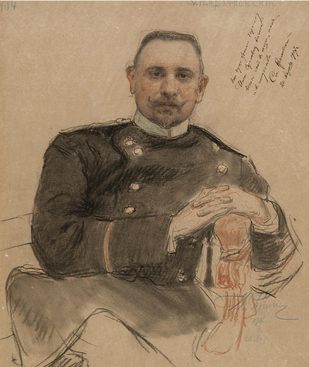 Porträt von Stepan Petrovich Krachkovsky 1866-1913, 1907 von Ilya Efimovich Repin