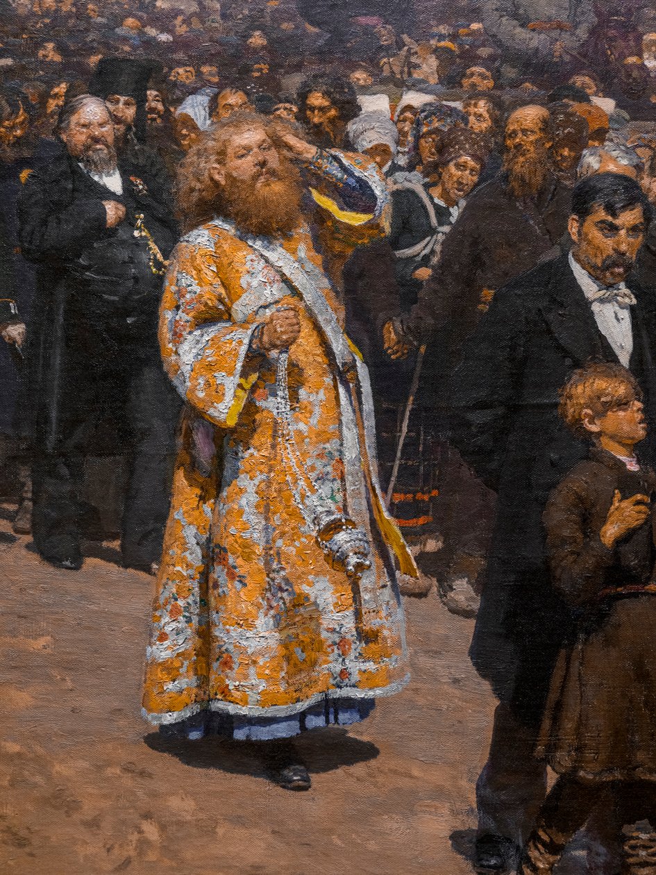 Religiöse Prozession in der Provinz Kursk (Detail) von Ilya Efimovich Repin