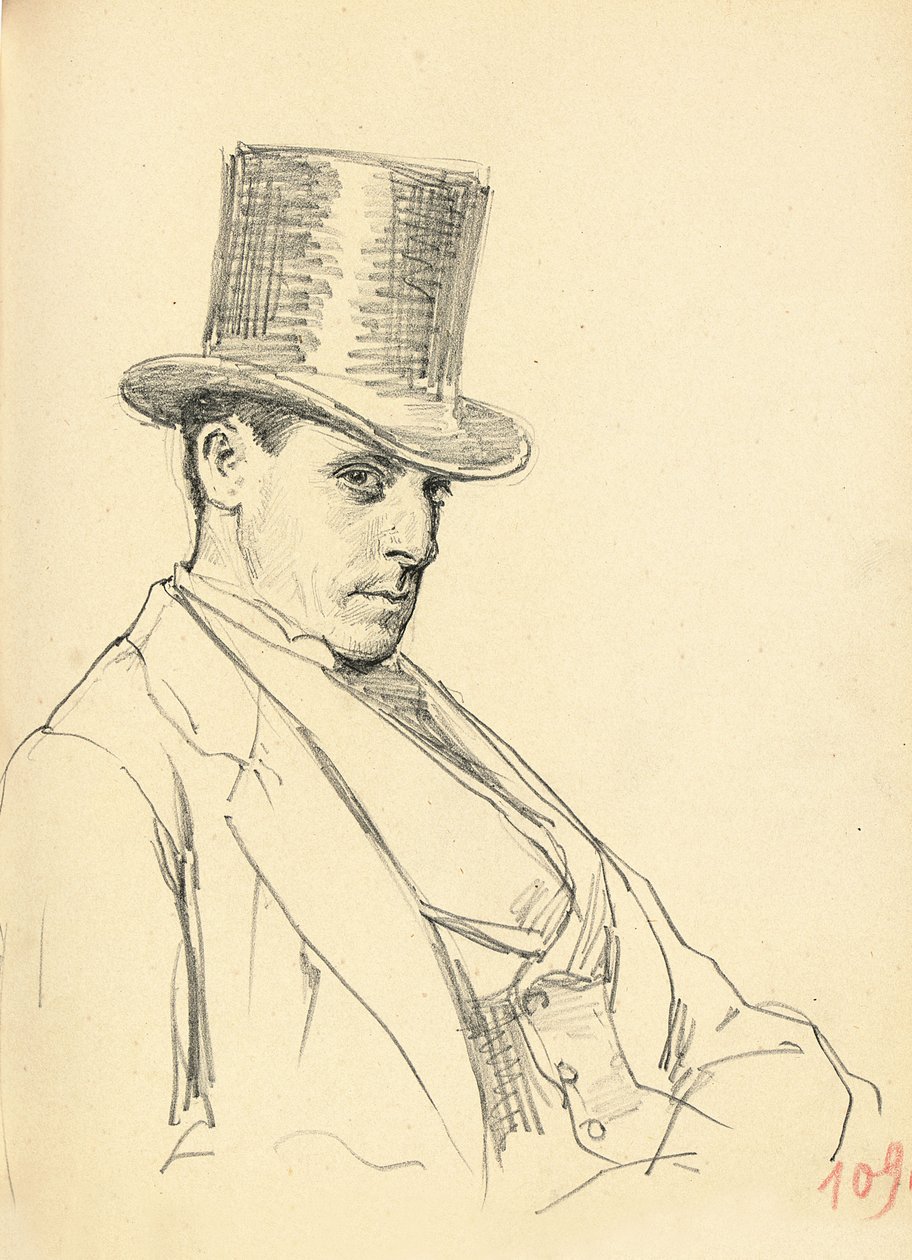 Sitzender Mann mit Zylinder von Ilya Efimovich Repin