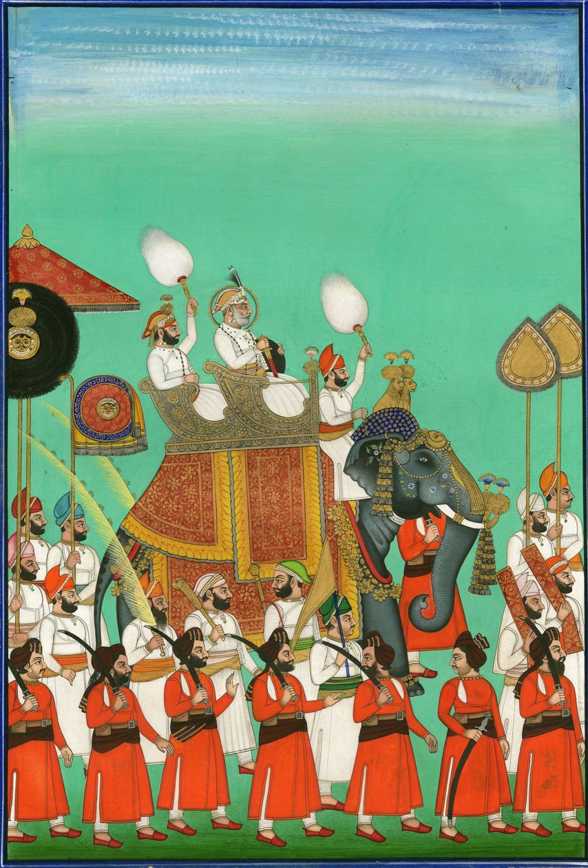 Radscha von Jodhpur reitet auf einem Elefanten, ca. 1780 von Indian Art