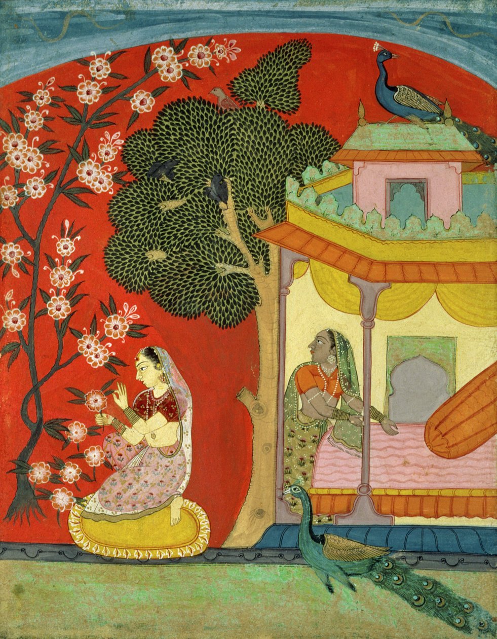Eine Dame pflückt Blüten, Süd-Rajasthan oder Deccan, um 1675 von Indian School