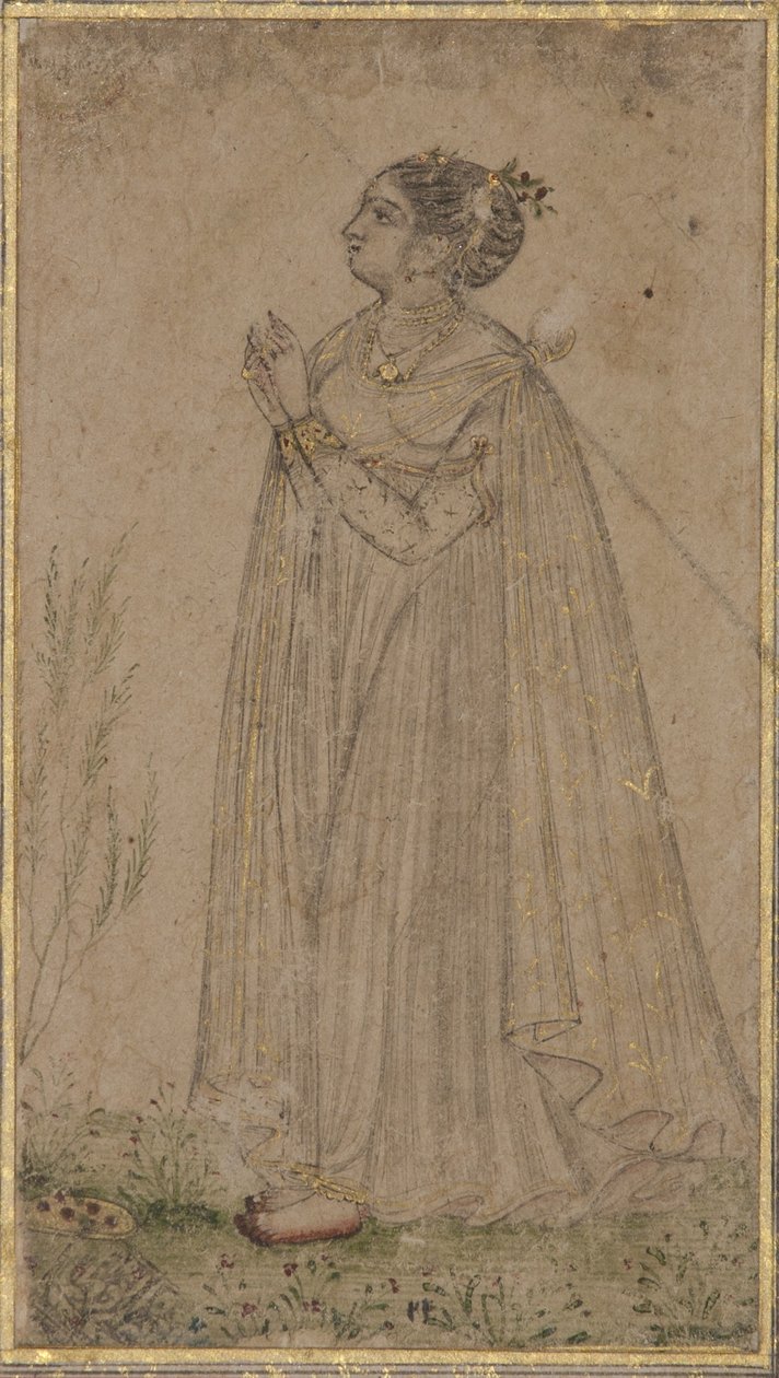 Eine Prinzessin verehrt die Sonne, ca. 1600 von Indian School